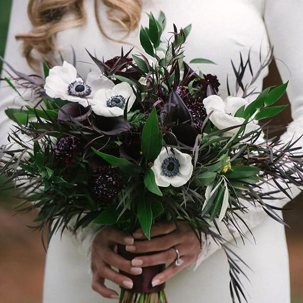 Black calla lily boho bridal bouquet