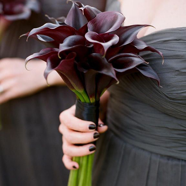 Black calla lily bridesmaid bouquet